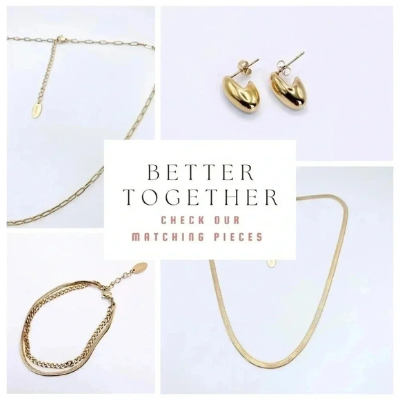 Golden Stud Earrings | 18k Gold Plated - Picture 5 of 5